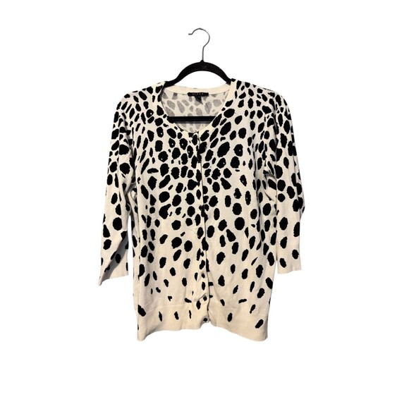 Cyrus Sweaters - Cyrus Rhinestone Embellished Cardigan Size L Animal Print Black White